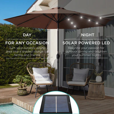 9ft Solar Patio Umbrella - Solar Lights LED