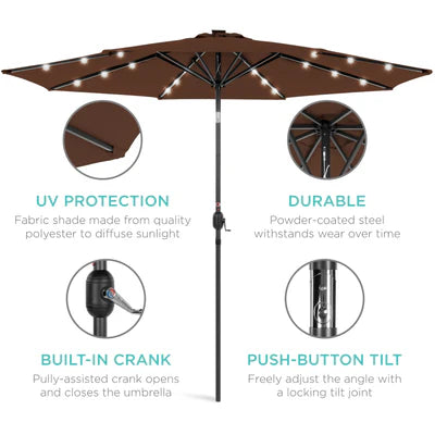 9ft Solar Patio Umbrella - Solar Lights LED