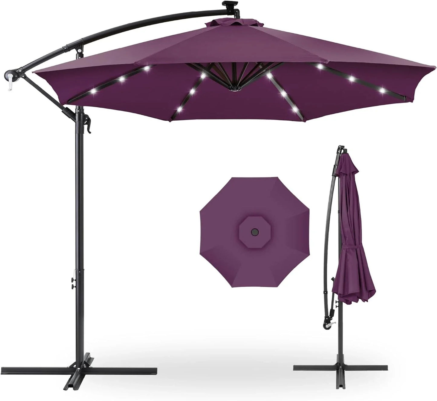 10ft Solar LED Offset Patio Umbrella
