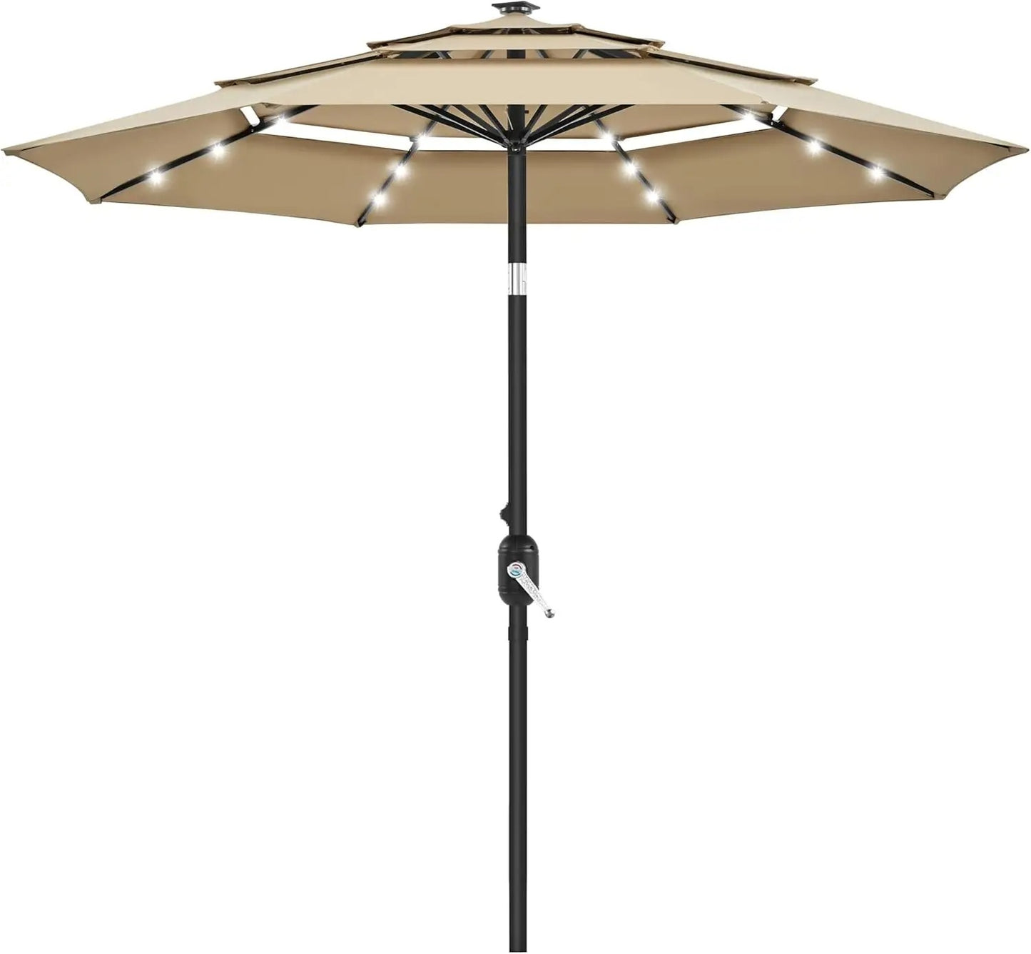 10ft 3-Tier Vented Solar Patio Umbrella