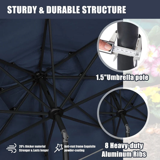 9ft Solar Patio Umbrella - Solar Lights LED
