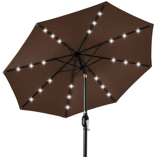 9ft Solar Patio Umbrella - Solar Lights LED