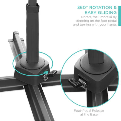 10ft Solar LED Offset Patio Umbrella